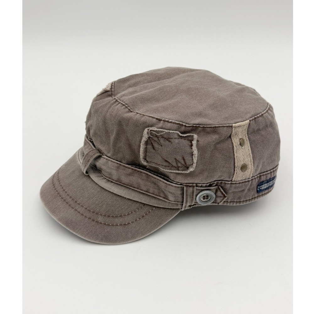 Vintage Target Womens Brown Distressed Y2K Military Patrol Cadet Cap One Size